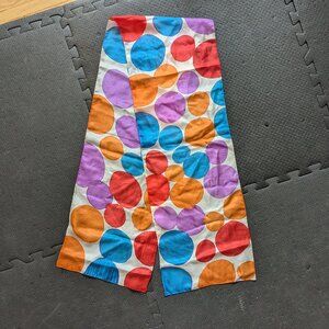 vintage silk scarf abstract dots orange watercolor handrolled hem 9.5" x 58.5"